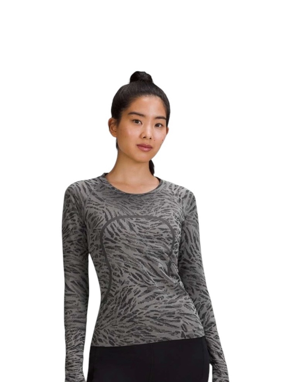 lululemon Swiftly Tech Long Sleeve Top SZ 6 Primal Clash Gull Gray Animal Print